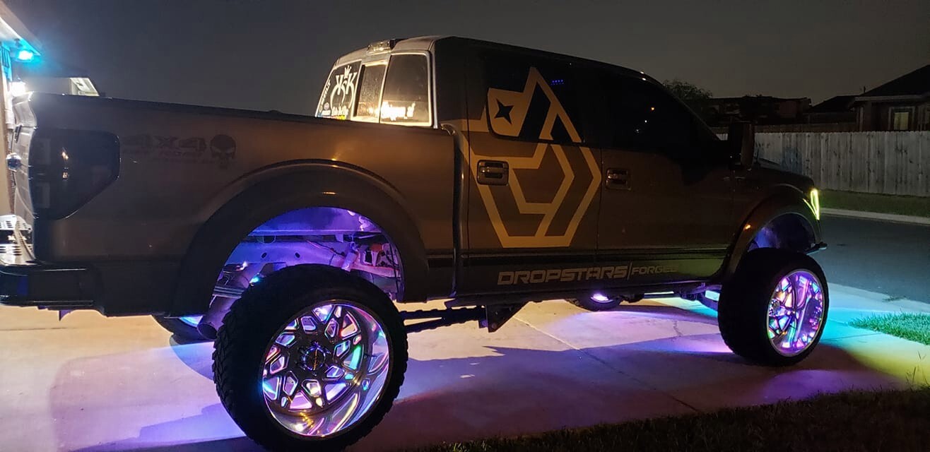 17.5" x4PCS Wheel Lights for Truck CHASING Quad Row LEDs Brightest APP + Remote