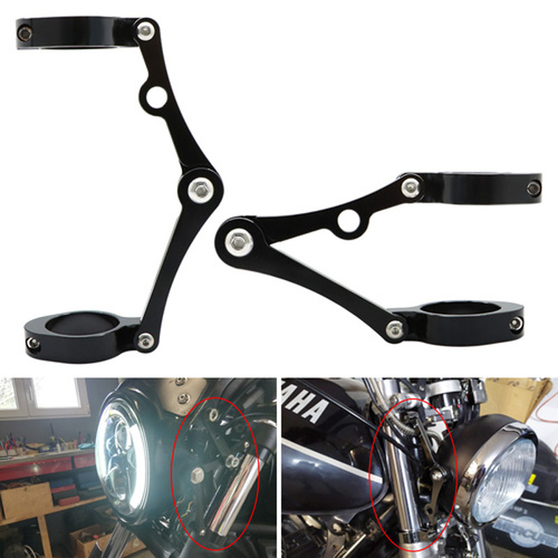 Universal Motorcycle Headlight Bracket Mount Clamp 39/41mm Fork Tube Bracket BlK
