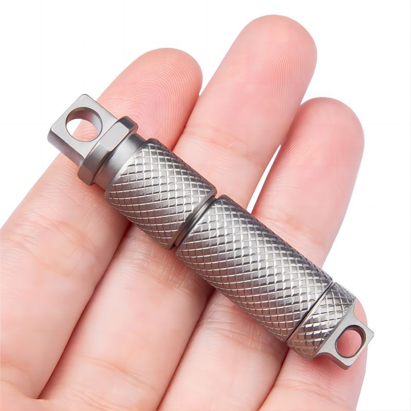 Titanium Waterproof Pill Case Holder Organizer Quick Release Swivel Keychain EDC
