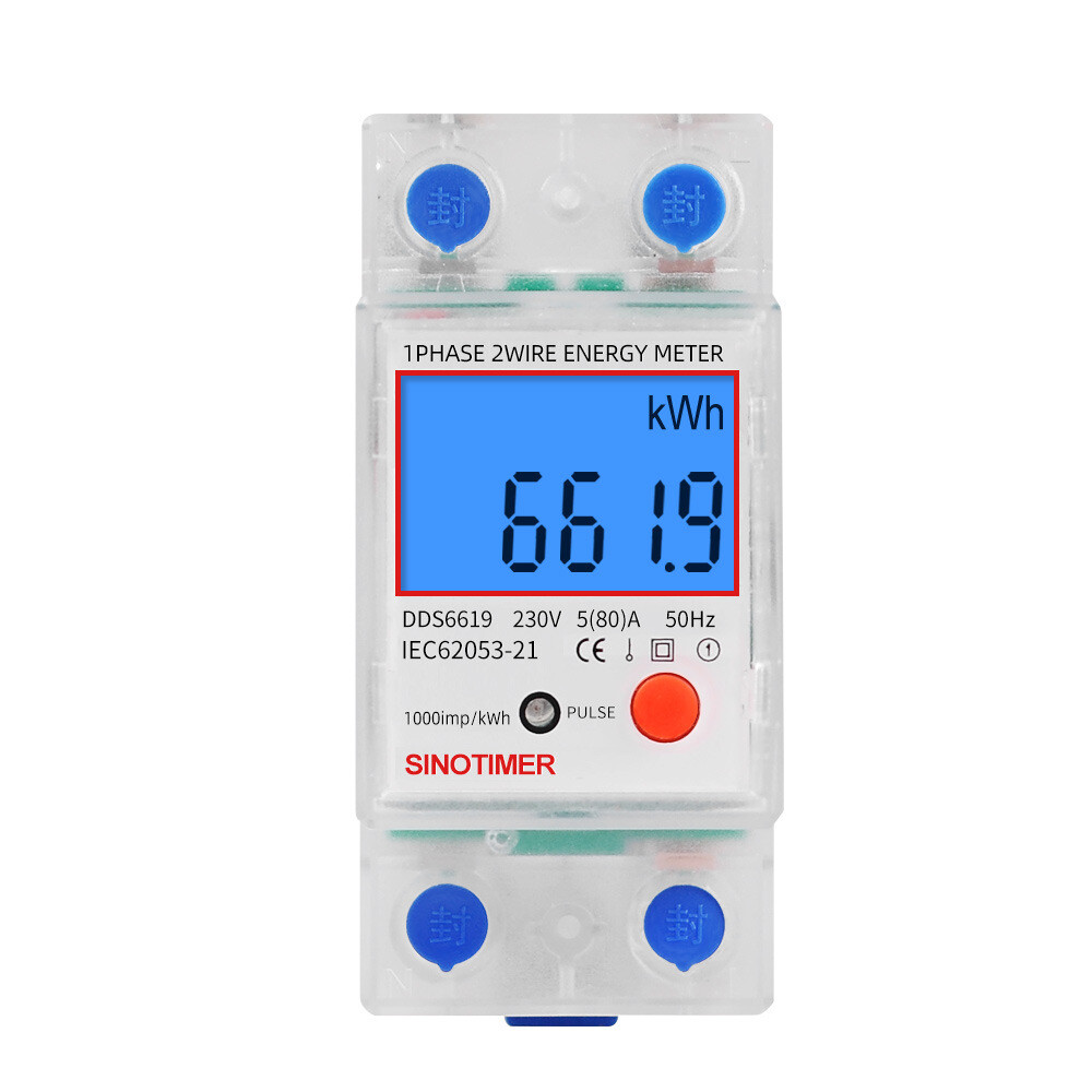 DDS6619-013 AC 230V 80A 2P LCD Digital Display Single Phase Energy Meter