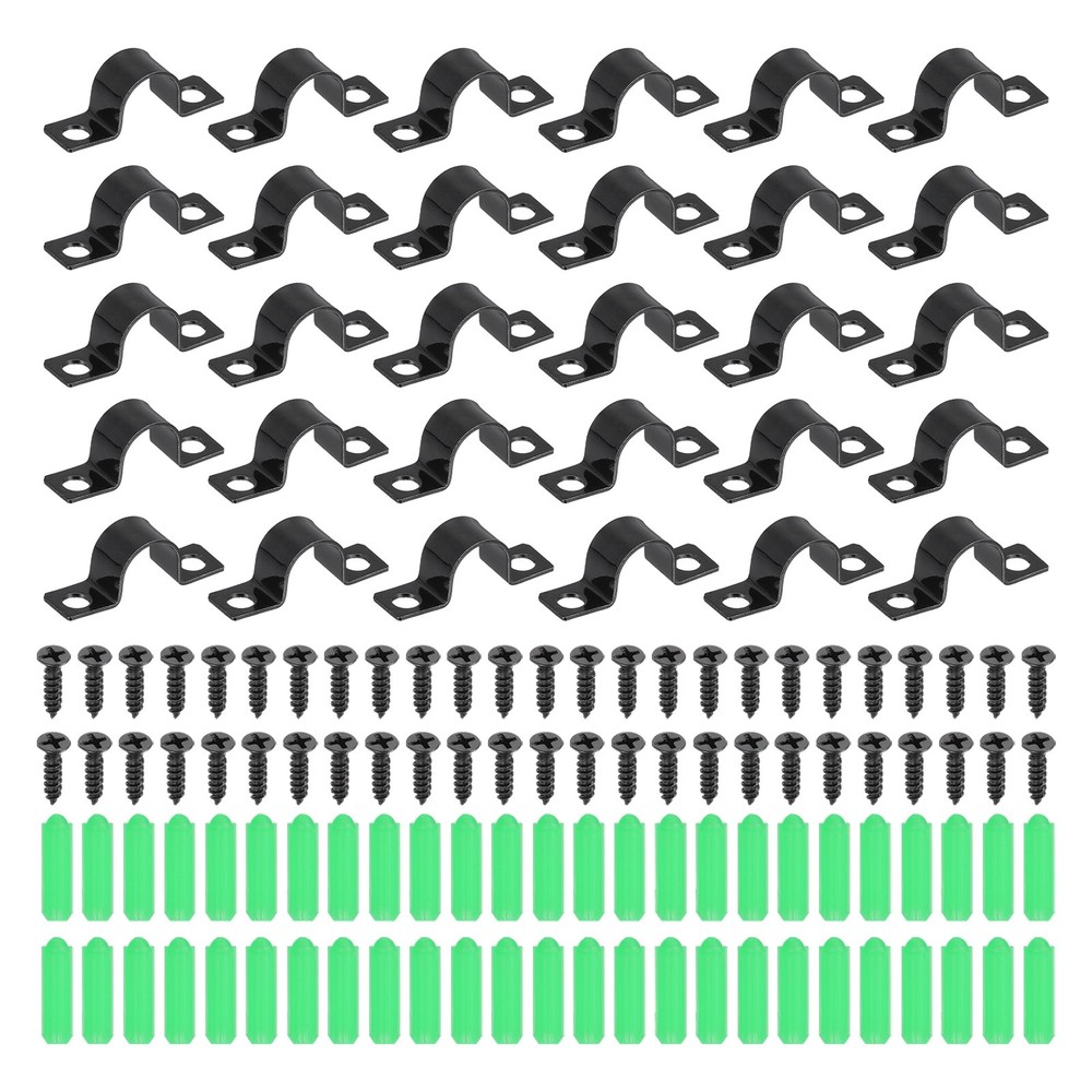 30Pcs 12mm(1/2") Two Hole Pipe Strap, U Brackets Conduit Clamp