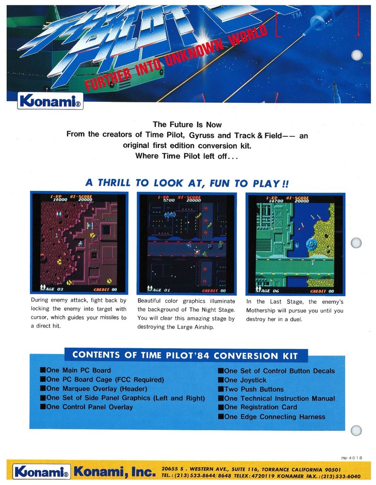 Time Pilot 84 Video Arcade Flyer / Brochure / Ad /