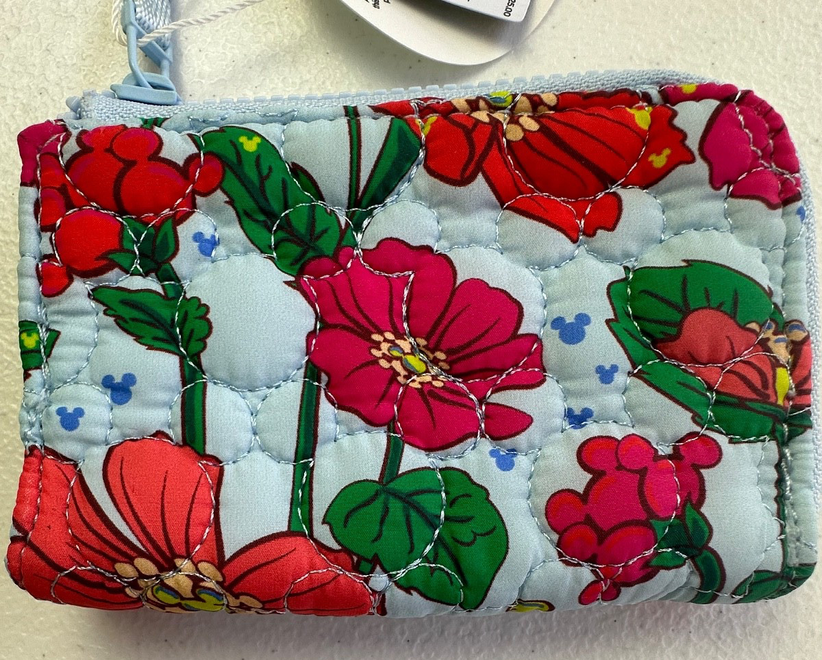 Vera Bradley Disney Mickey Meadow Card Pouch Zip Key Ring NWT Hidden Mickey