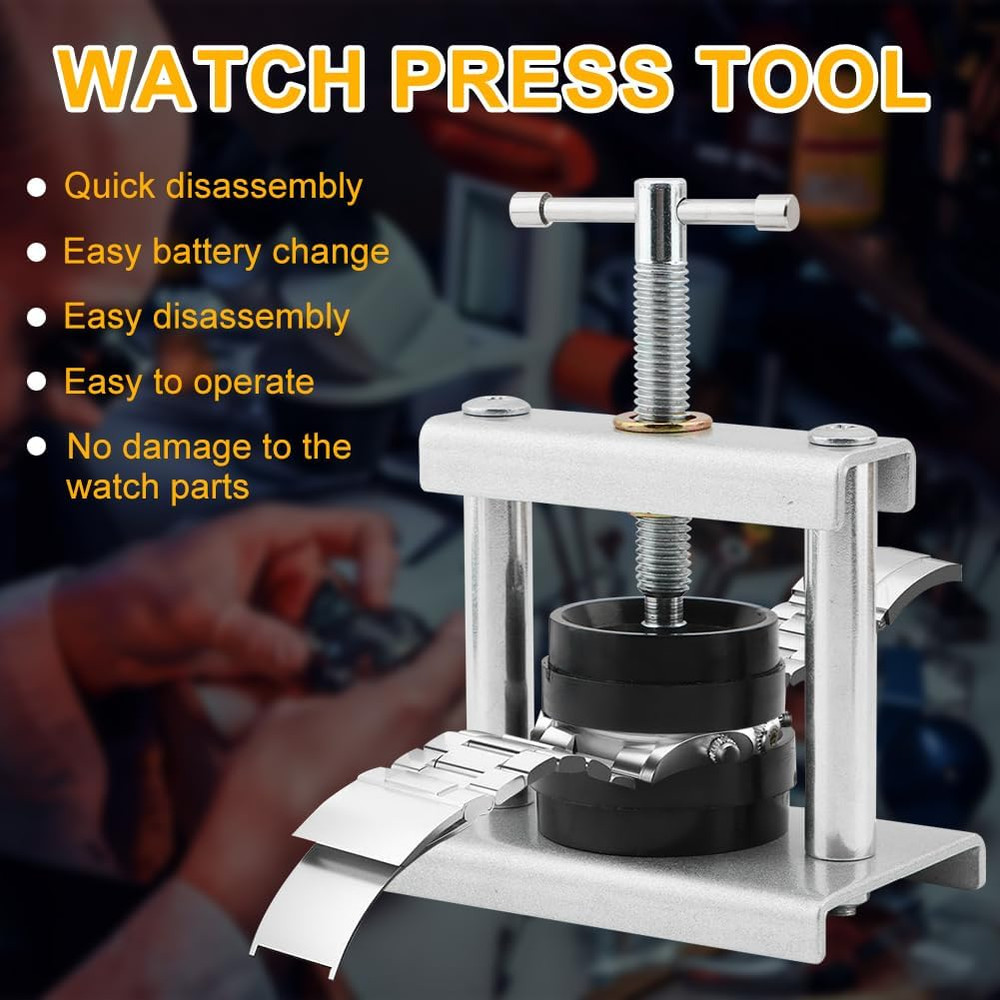 Watch Press Tool Set - Case Closer with 18 Molds, Crystal Press, Battery Replace