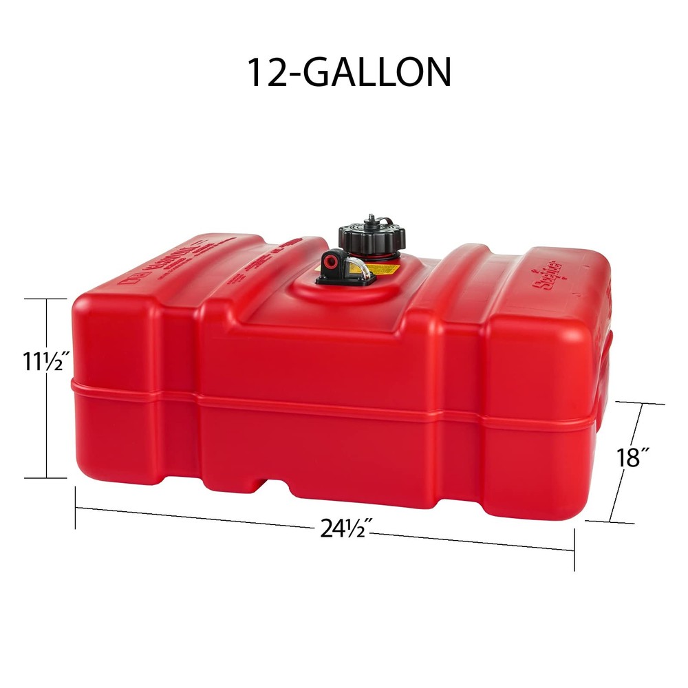 08669 Rectangular 12 Gallon Low Profile Fuel Tank For Outboard Engine Boats, ...