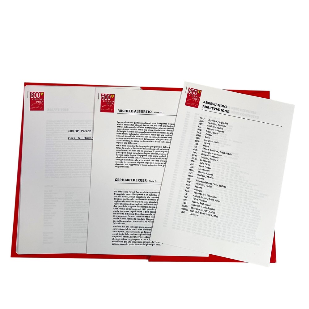 Complete Ferrari Celebrations Program for the 600 GP in Formula 1, Monza, S...