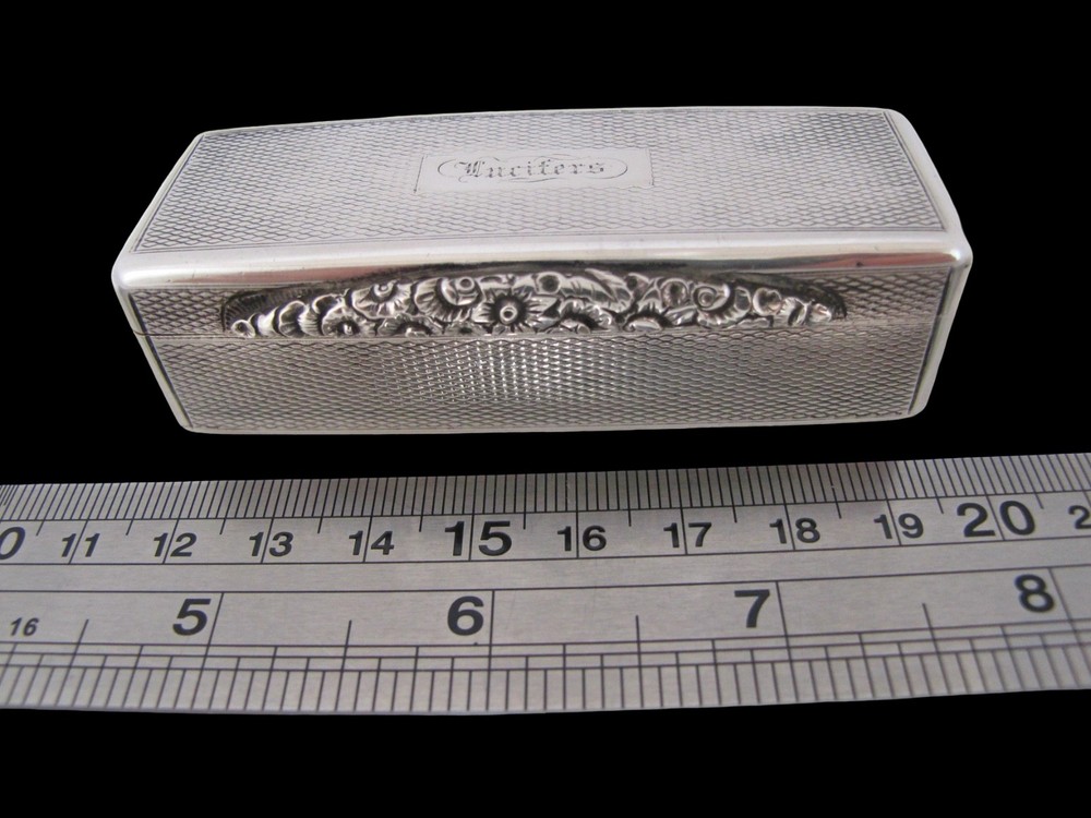 George III silver rectangular snuff box ‘Lucifers' John Shaw Birmingham 1819