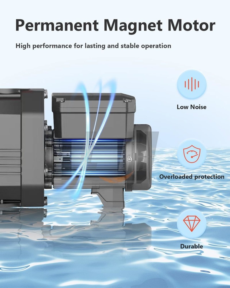 For Inground Pool 2.5HP Variable Speed High Flow Pump 10567GPH Energy Efficient