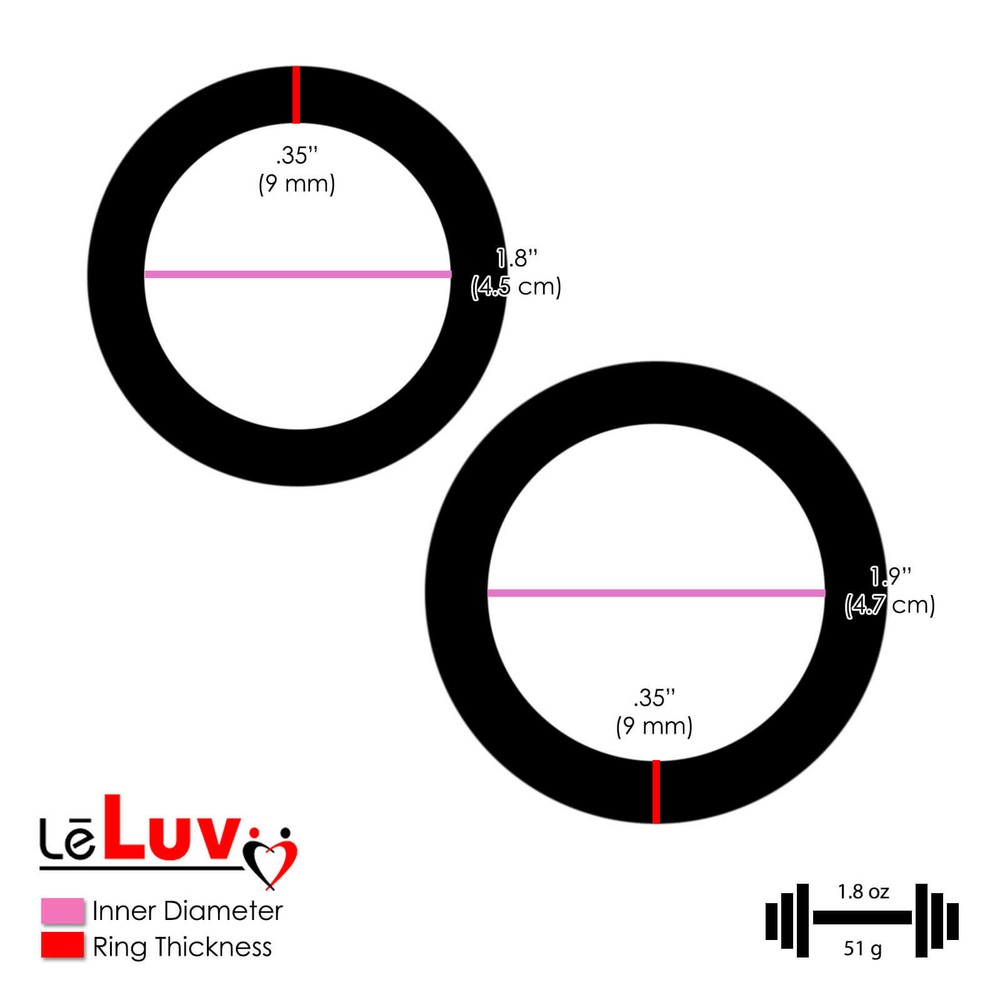 LeLuv Wide Oval Cock Ring 2-Pack Penis Rings