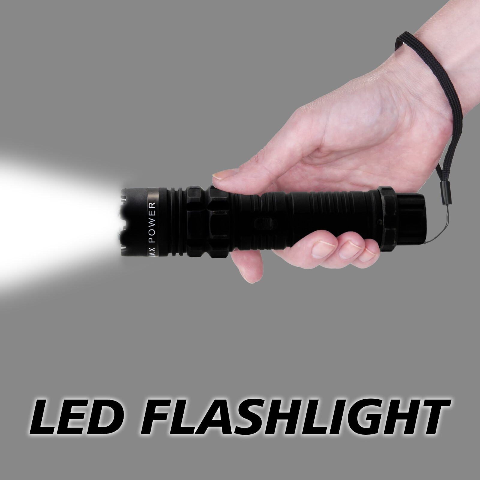 High Voltage Stun Gun for Self Defense with Led Flashlight Maximum Power Black