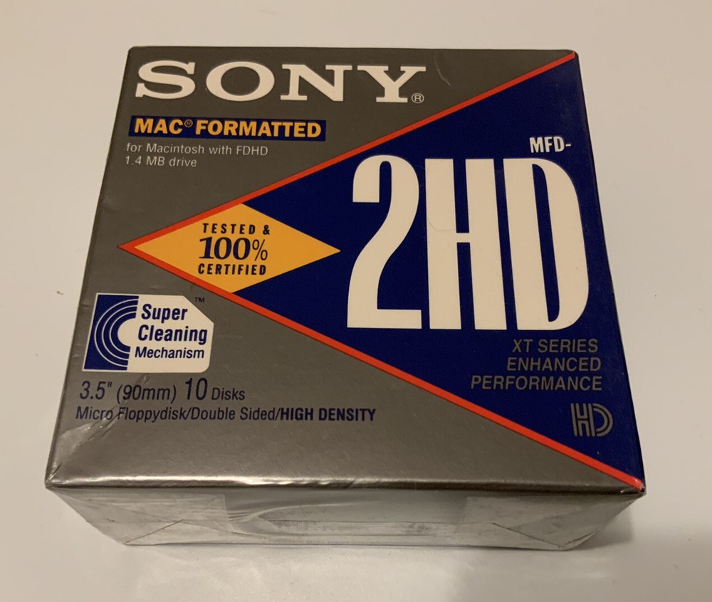 Sealed 10-Pack Sony 3.5" Micro Floppy Disks - MFD-2HD- Mac Formatted