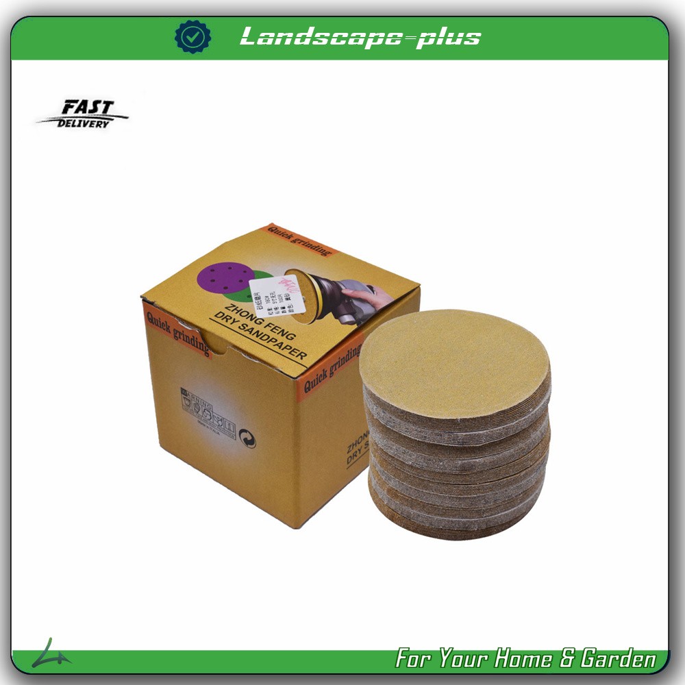 100 Pack NO-Hole 5" 180 Grit Disc Hook Loop Pads Sanding Discs Flocking