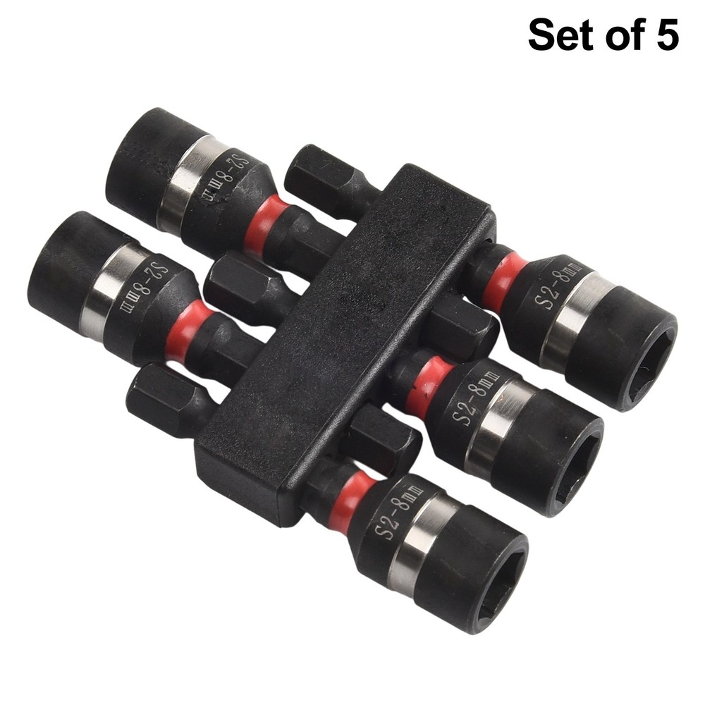 Complete Set of Magnetic Nut Screwdriver Socket Bits for Hex Shank Use