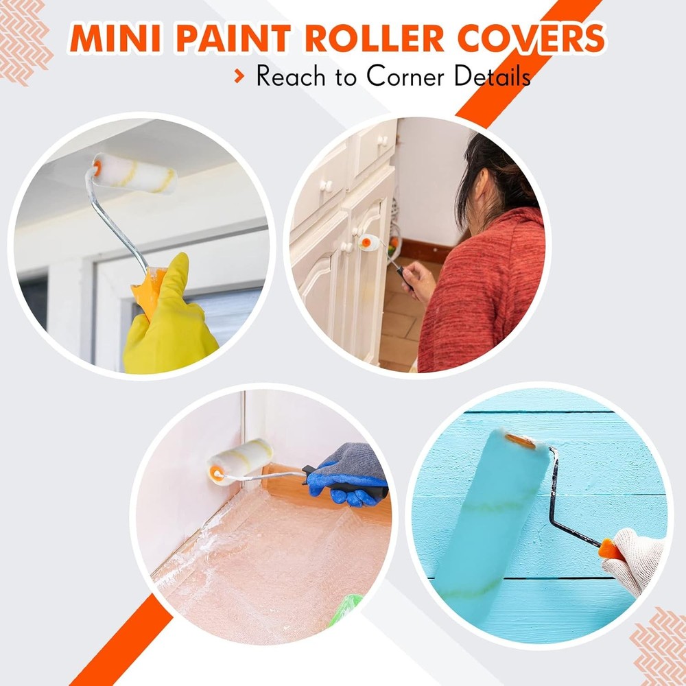 300 Pcs 4 Inch Mini Paint Roller Cover 1/2" Nap Small Microfiber Roller Covers