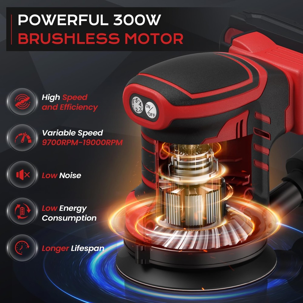 Cordless Random Orbital Sander Compatible for Mik 18V Max, 5-Inch Brushless E...