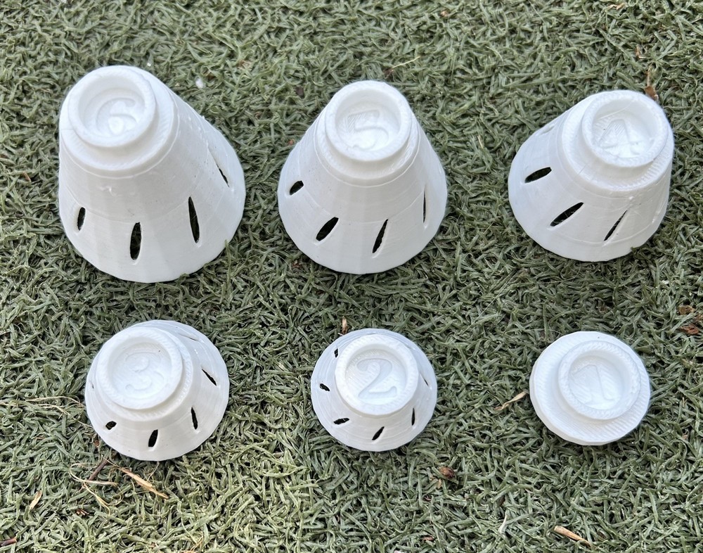 Simulator Golf Tees TPU 3D Printed - Set of 6 Different Sizes