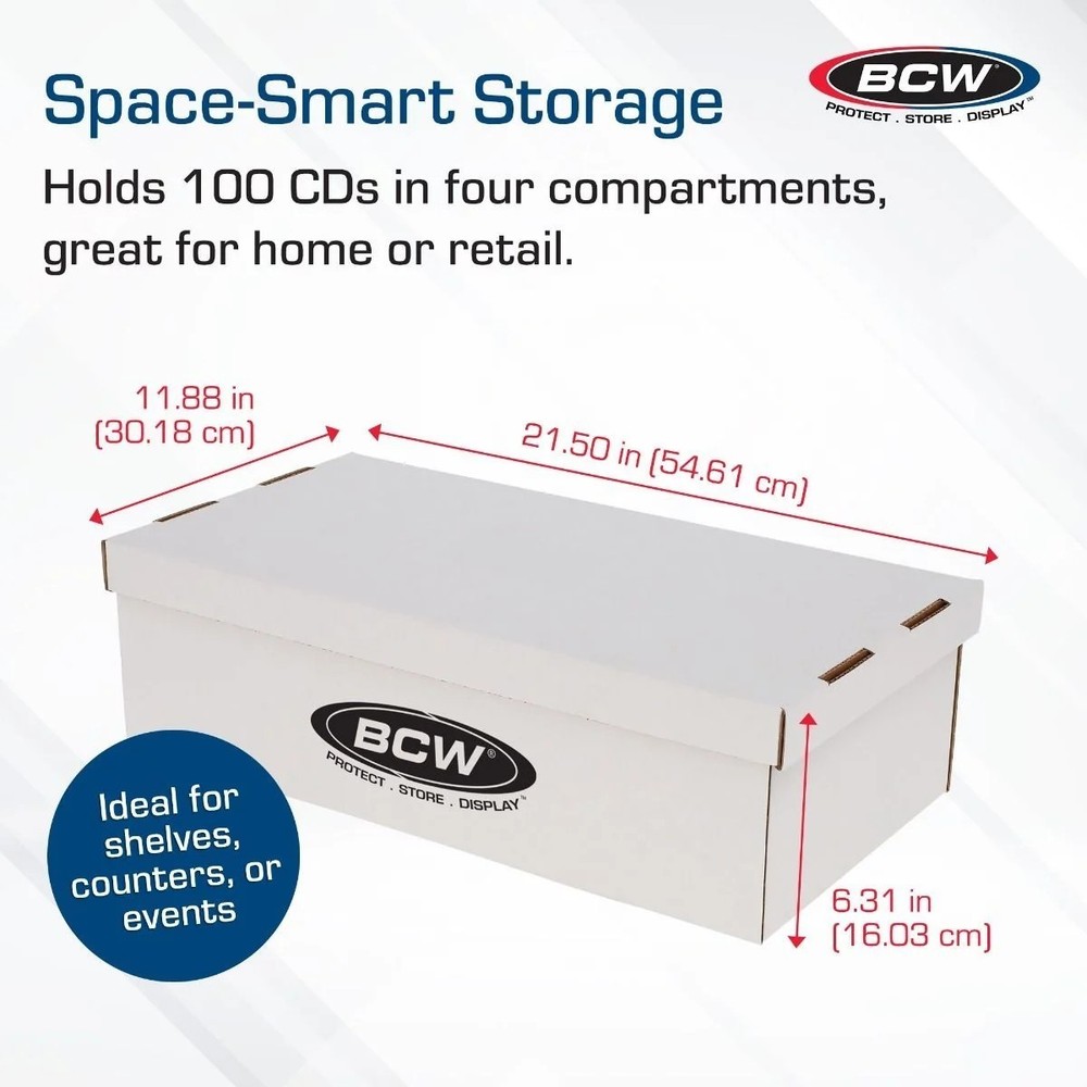 (10 ct) BCW CD Storage Box- Compact Disc Corrugated Cardboard Storage Box