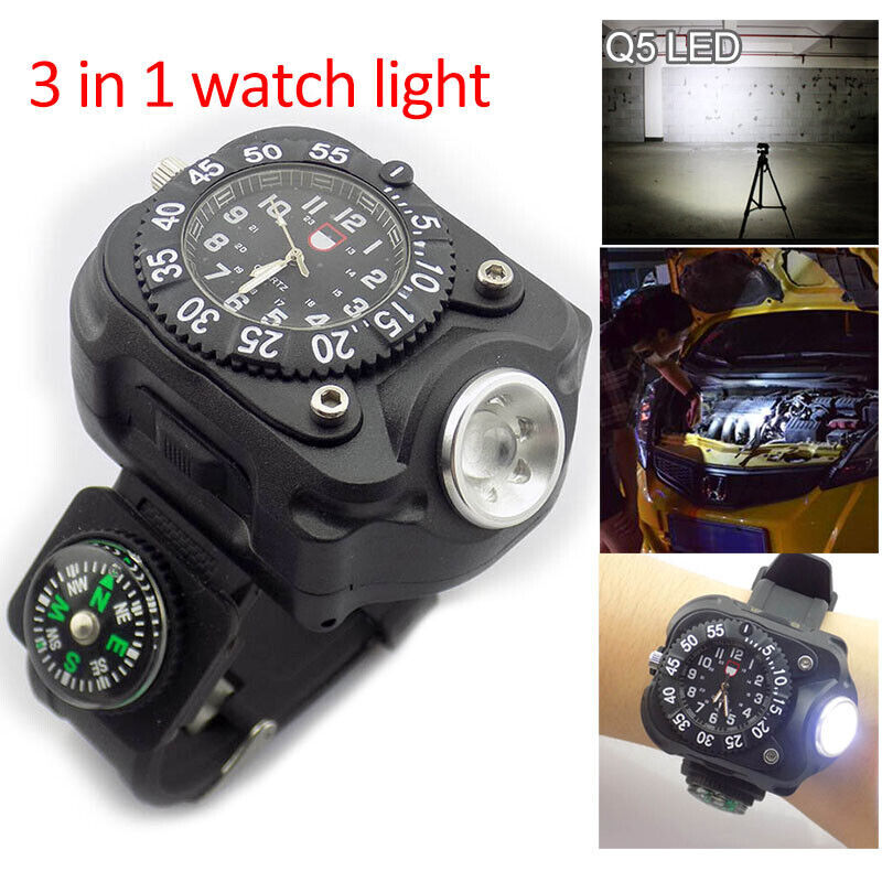 Tactical LED flashlight watch Rechargeable Wrist Watch Flashlight Light Torch