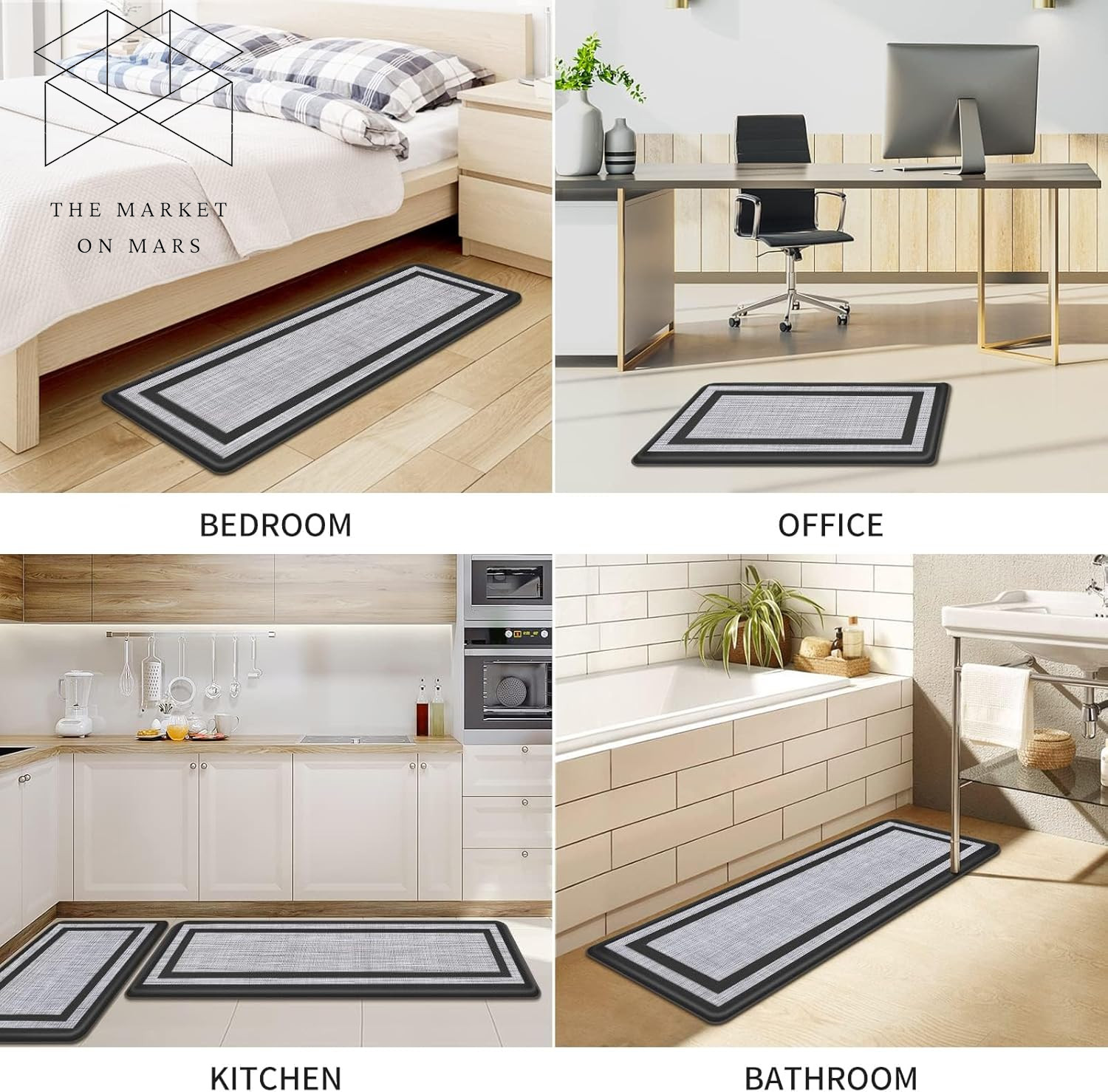 Kitchen Mats Set of 2, Cushioned Anti-Fatigue Non-Skid Rug Sets Ergonomic