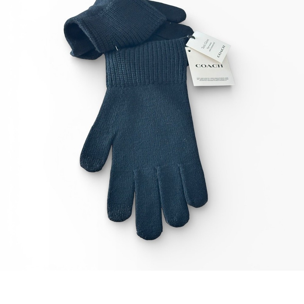 Coach Knit Tech Gloves With Rubber Patch Black L/XL