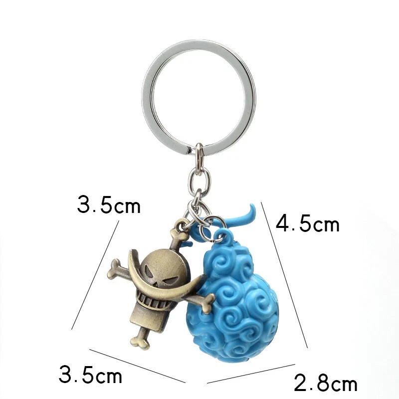 Anime One Piece KeyChain Devil Fruit Figure Straw Hat Holder Key Ring Full Set