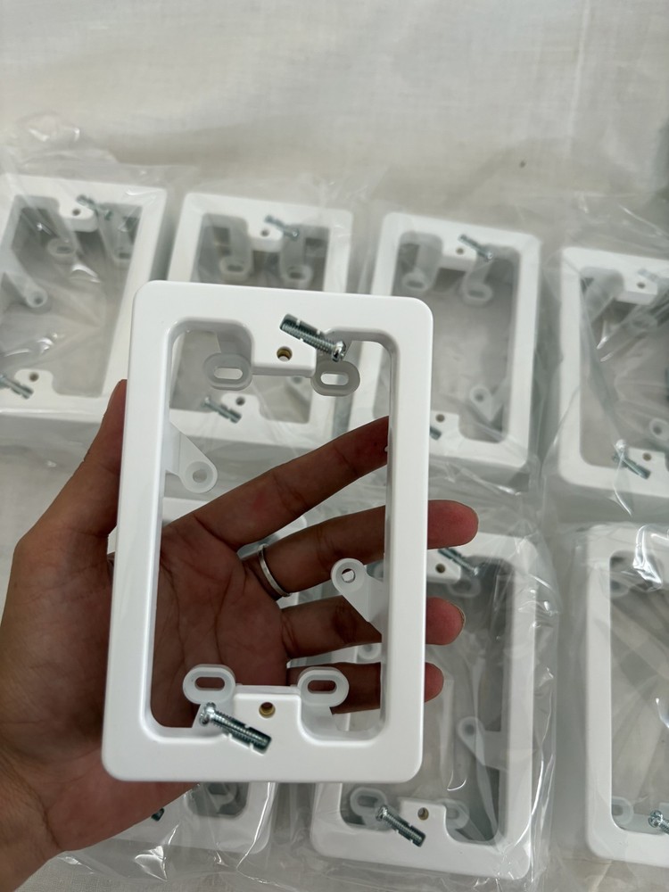 8x 34mm deep Mounting Blocks White Wall Plate Brackets Bulk Pack
