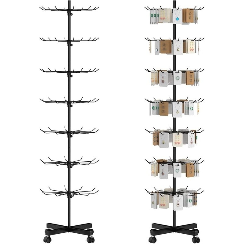 Rotating Display Rack Anti-Rust Iron Non-Slip 7 Layer Storage Stand Hooks New