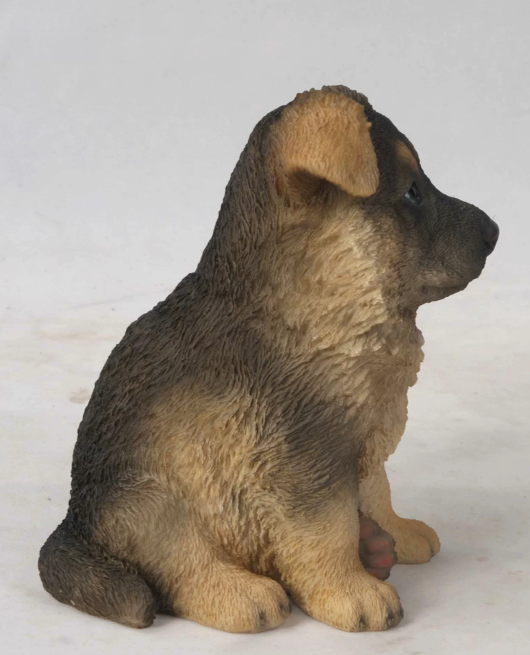 German Shepherd Puppy Garden Dog Statue Lawn Patio Outdoor Indoor Brown Med