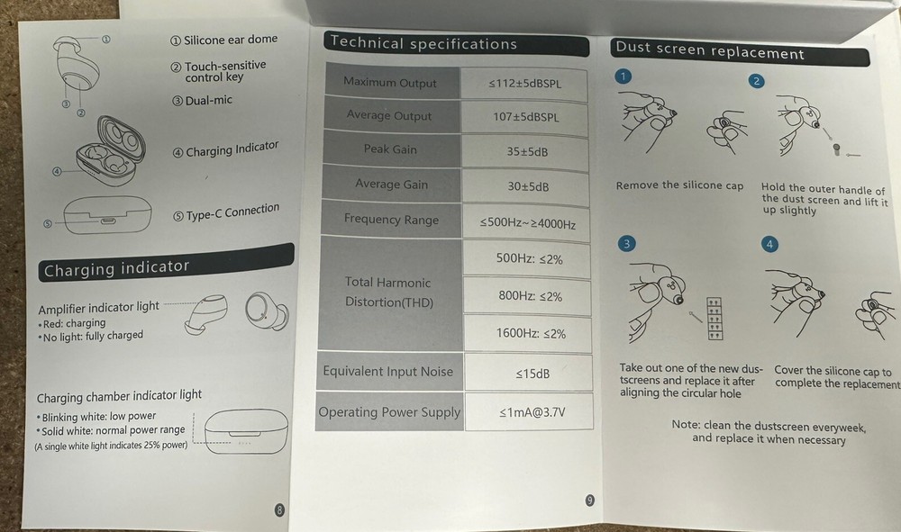 TM-108 8 Channel Digital Rechargeable Hearing Amplifier with Touch Control