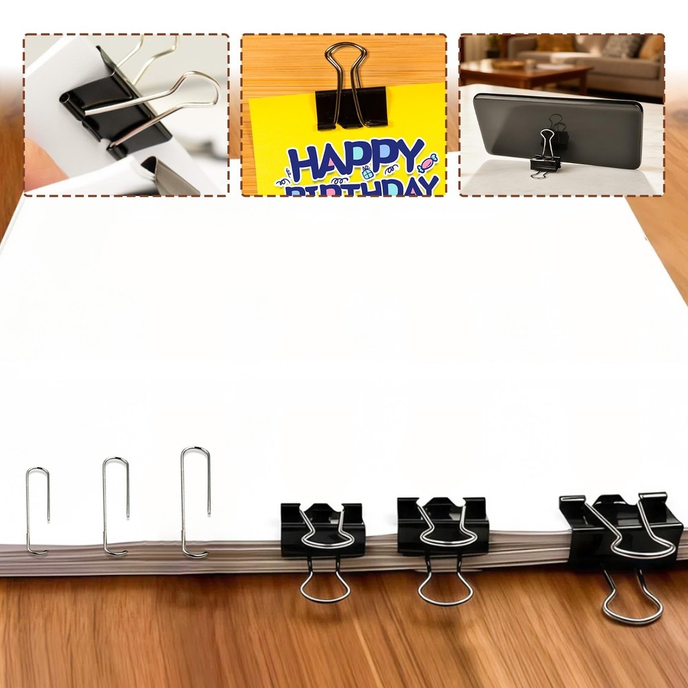 Binder and Paper Clips Set, 340 pcs Assorted Sizes in Container With Compartm...