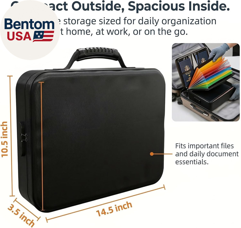 Fireproof Document Box (Soft-Shell) with Lock, 5200°F Fireproof & Water-Resistan