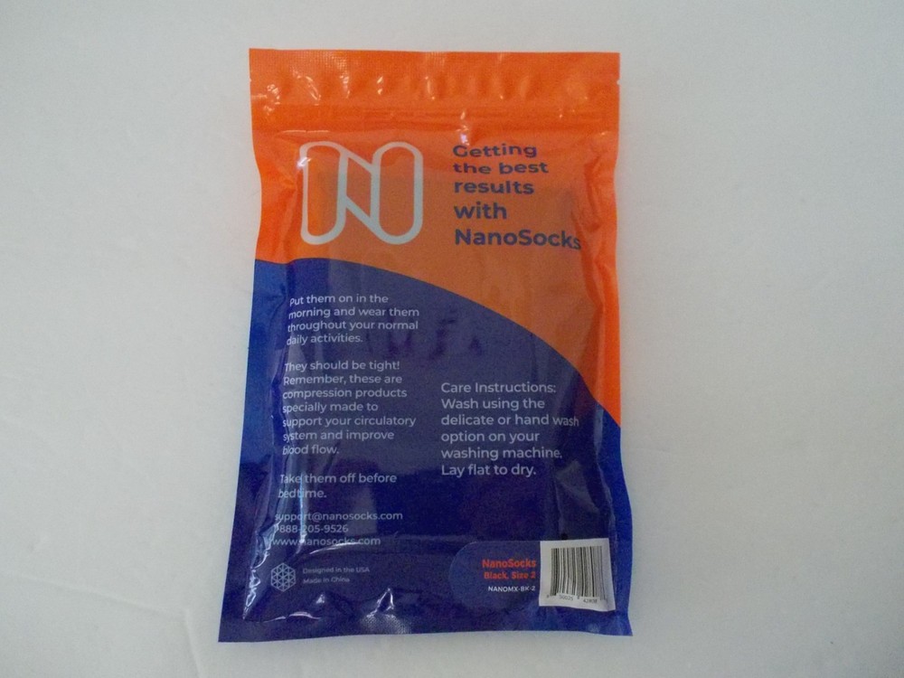 NWT Set of 2 NANOSOCKS Black 3D Technology Compression Socks Sz 2