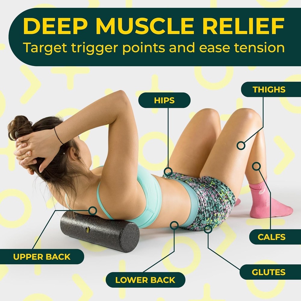 Yoga Foam Roller Physical Therapy & Exercise – Black Back Roller Back Pain Legs