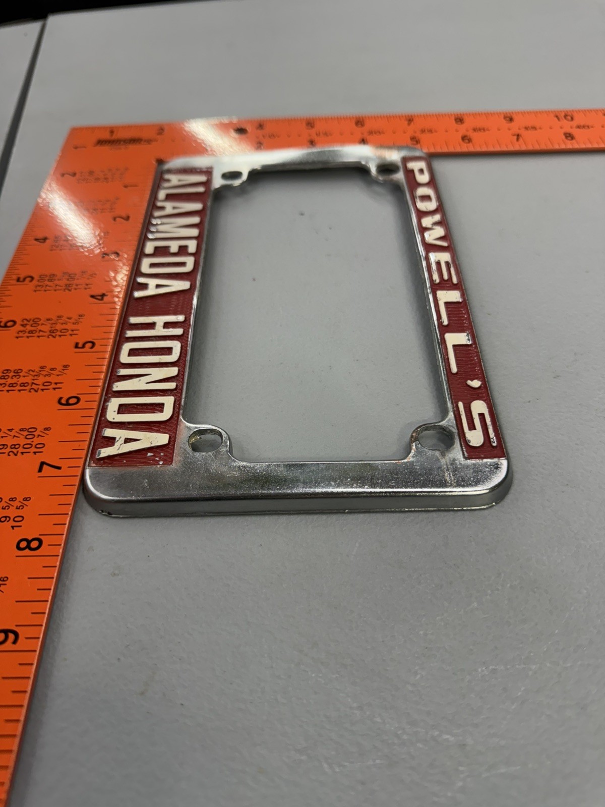 RARE Vintage Powells Honda Alameda California Metal Motorcycle License Frame