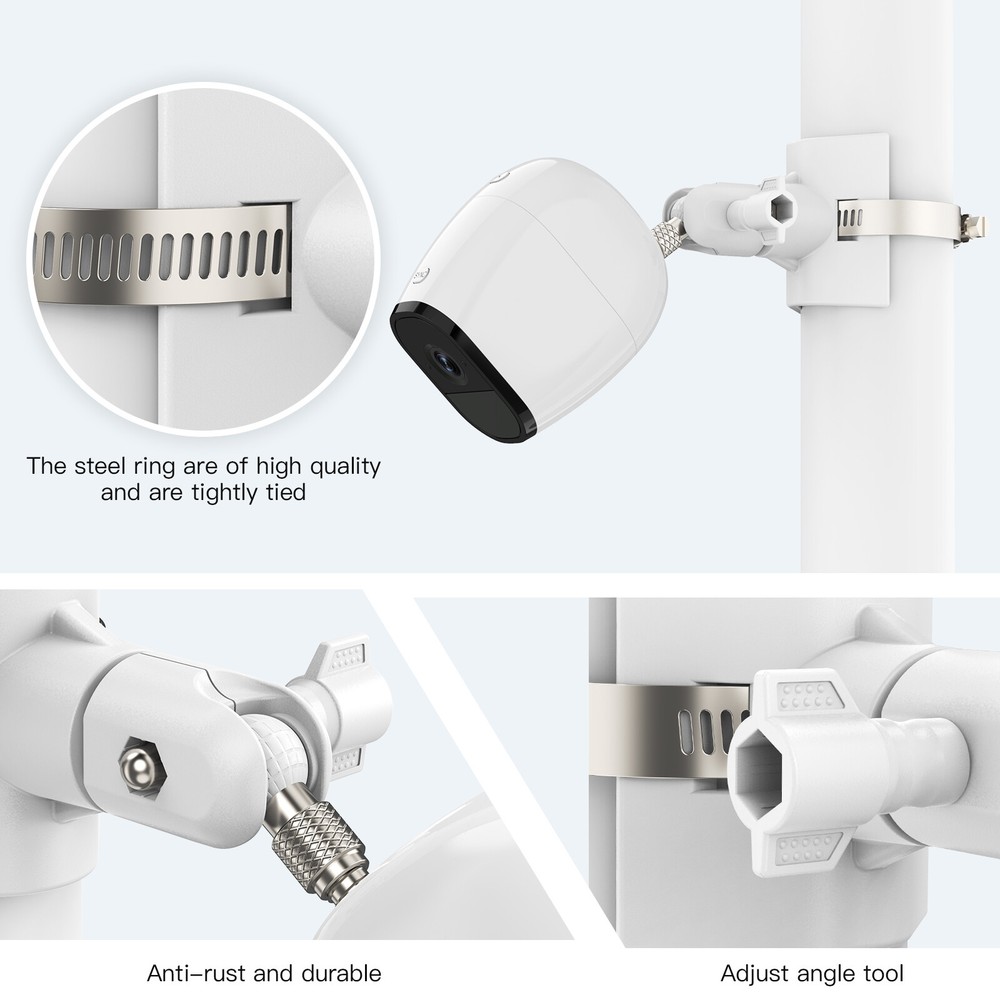 Pole Mount for Arlo Camera Arlo Pro 360°Adjustable Railing Bracket Clip Holder