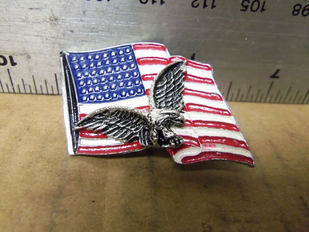 Large US Flag with Eagle Pin (NOS)