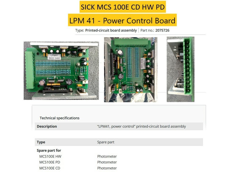 SICK MCS 100E CD HW PD  LPM 41 POWER Control Board A
