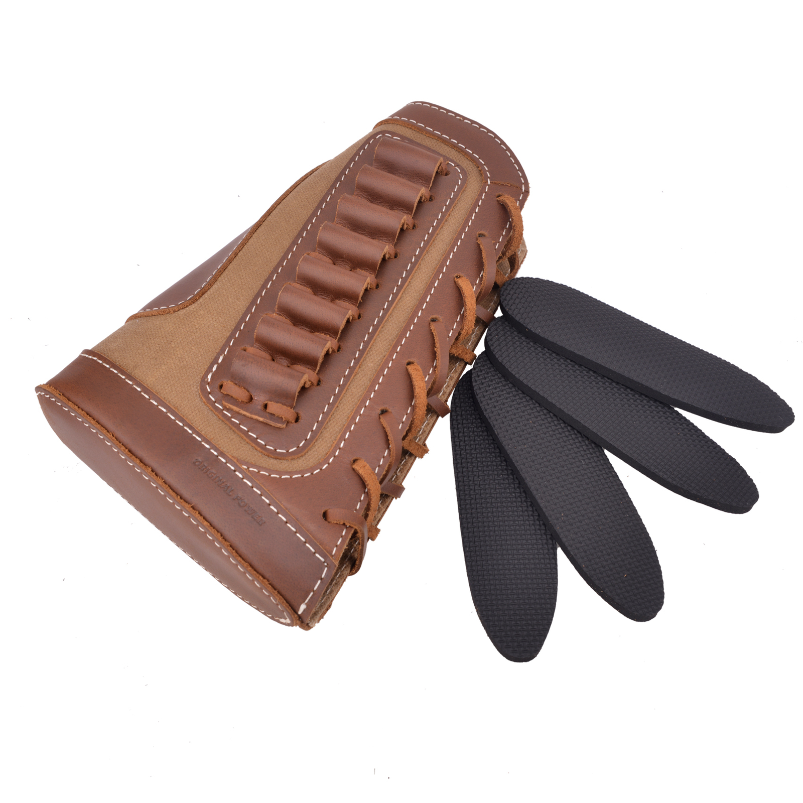 Leather &Canvas Rifle Buttstock Shotgun Stock Cover With Shell Cartridge Holder