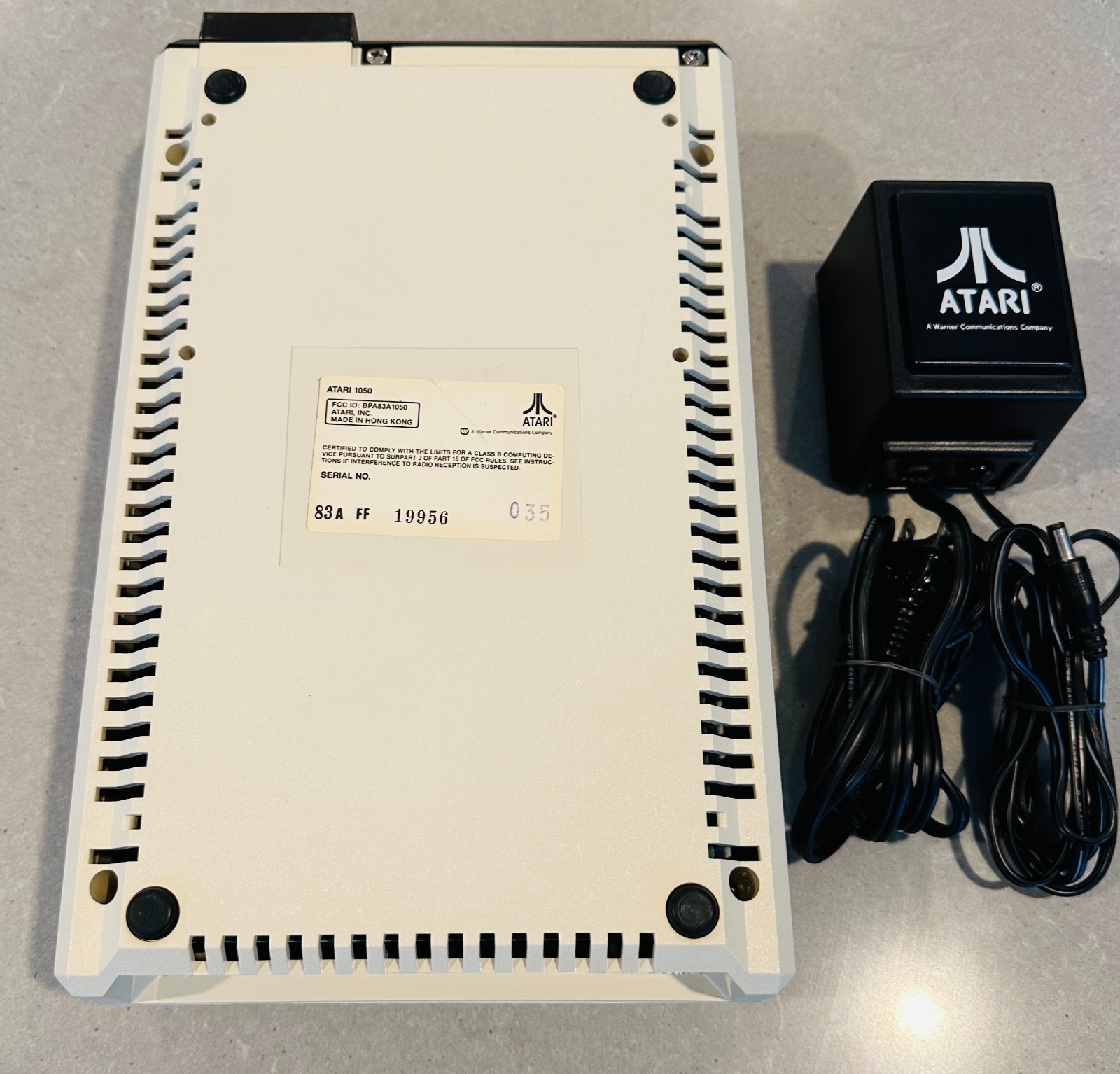 Vintage Atari 1050 Disk Drive w/ Power Supply & Box - TESTED - CLEANED - READ