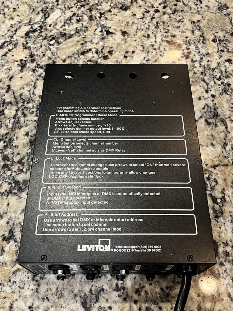 Leviton D4DMX-MD3 4-Channel Programmable Dimmer Pack