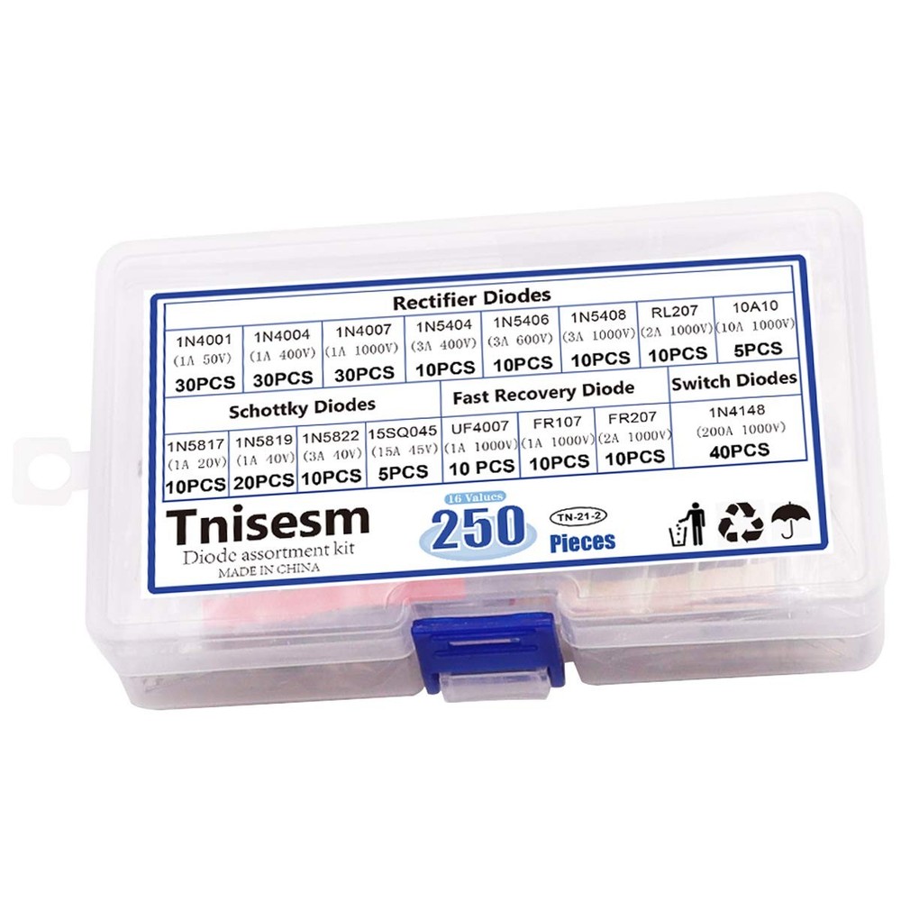 Tnisesm 250 Pcs 16 Values Rectifier/Schottky/Fast 16Values-250PCS