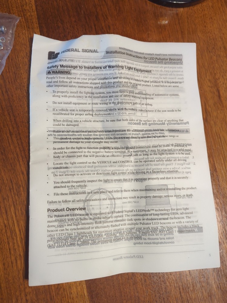 Federal Signal - LED Beacon , Pulsator , Permanent Mount.