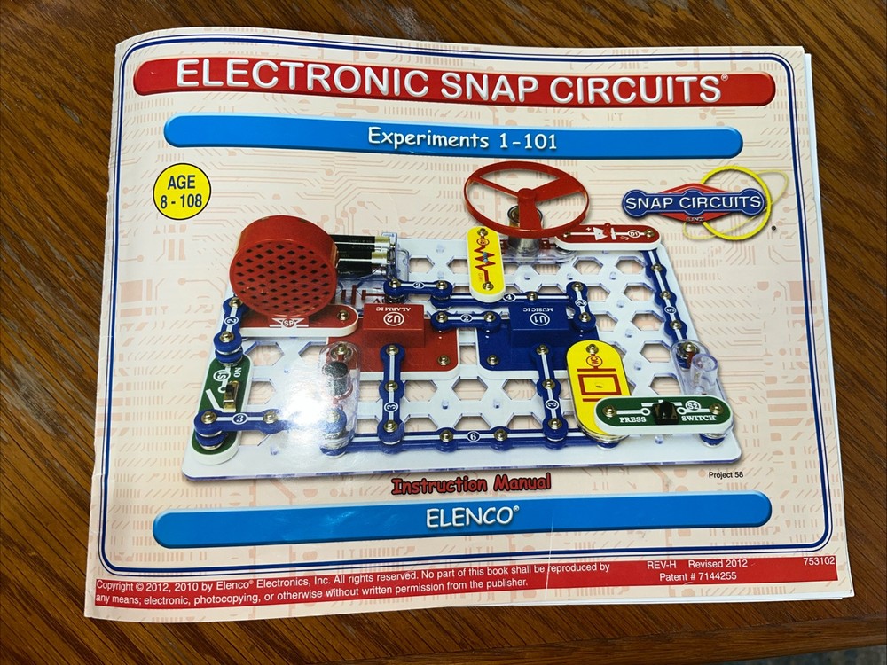 Elenco Snap JR/junior Circuits Replacement Instruction Manual Experiments 1-101