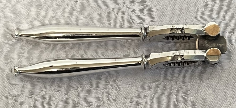 Vintage 5-1/4” Double Hinged Silverplated Nut Cracker • Reversible