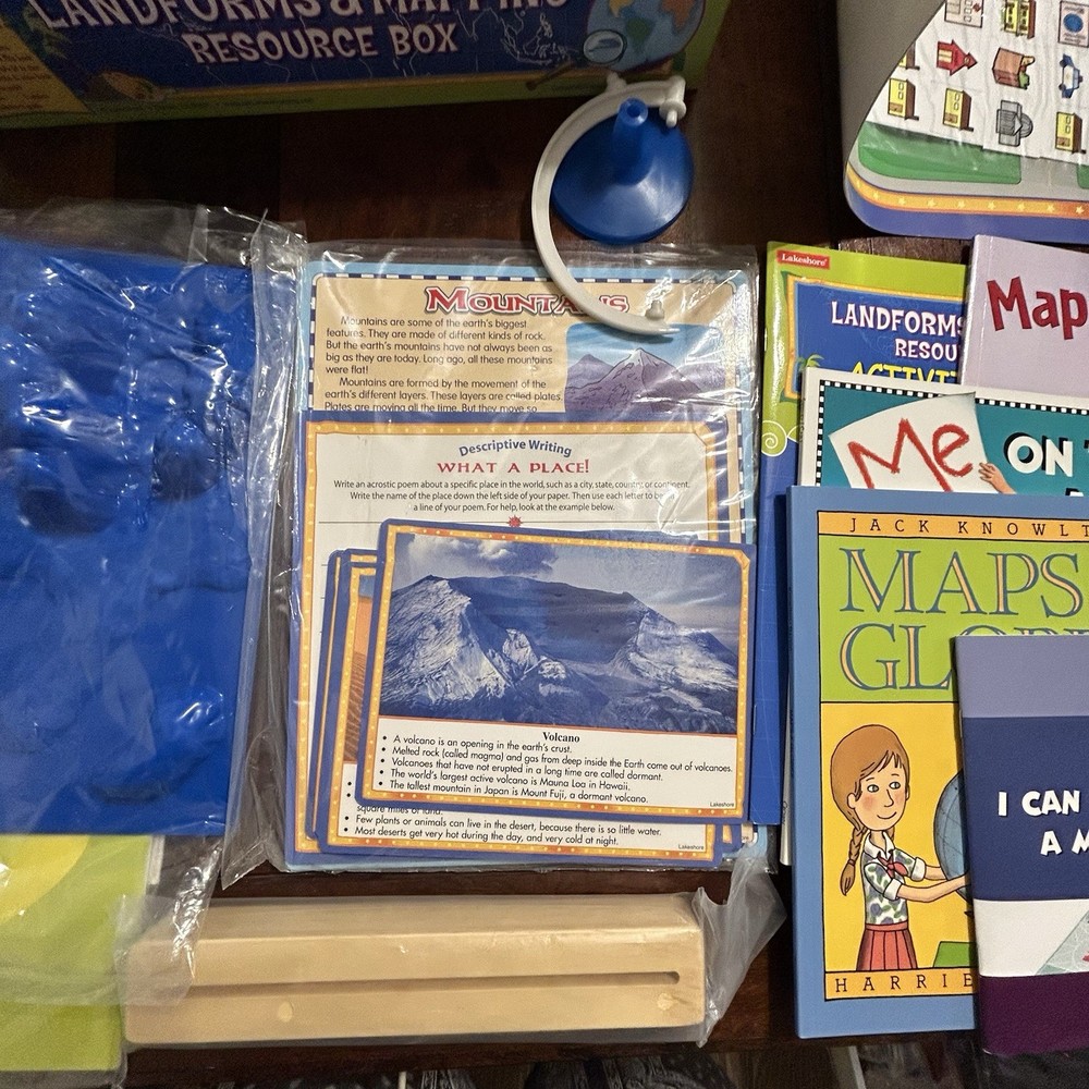 Landforms & Mapping Resource Box Lakeshore Learning Homeschool -Compass +5 Books