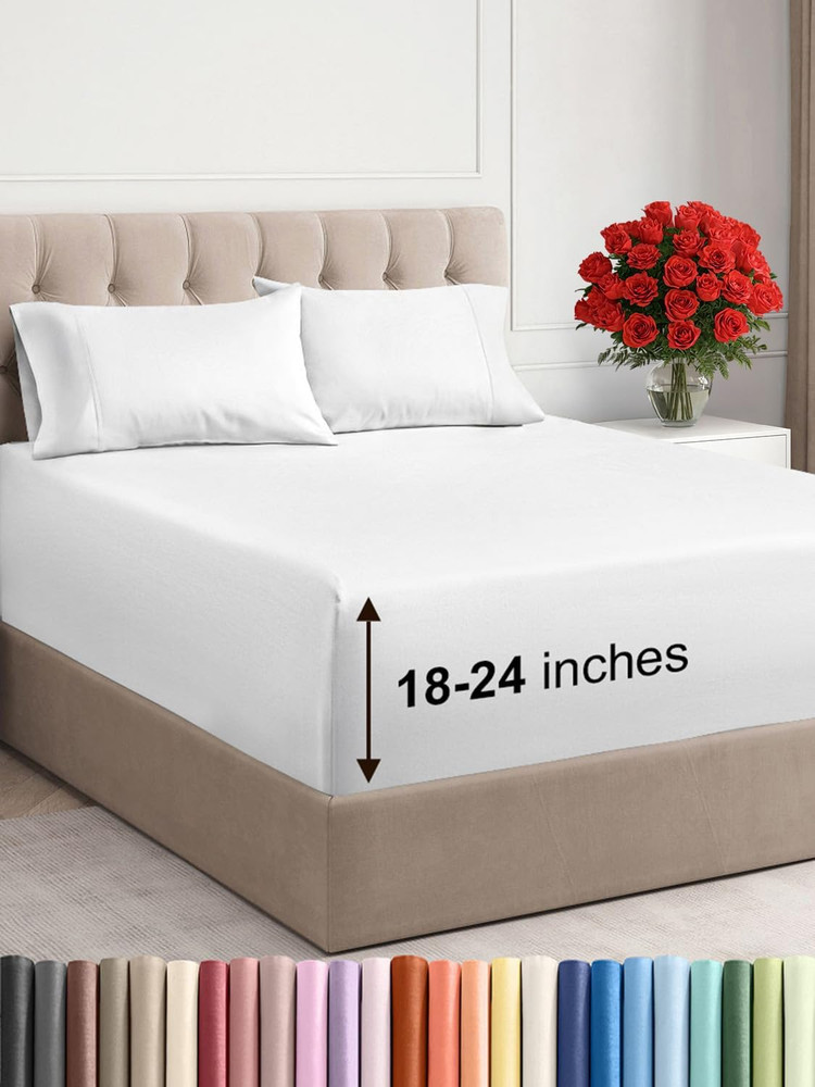 Extra Deep Pocket Queen Sheet Set - 4 Piece Breathable & Cooling Bed Sheets - Ho