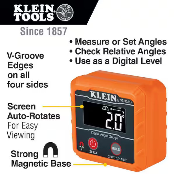 Hot !Klein Tools Digital Angle Gauge and Digital Leveler, Magnetic Mount - 935DA