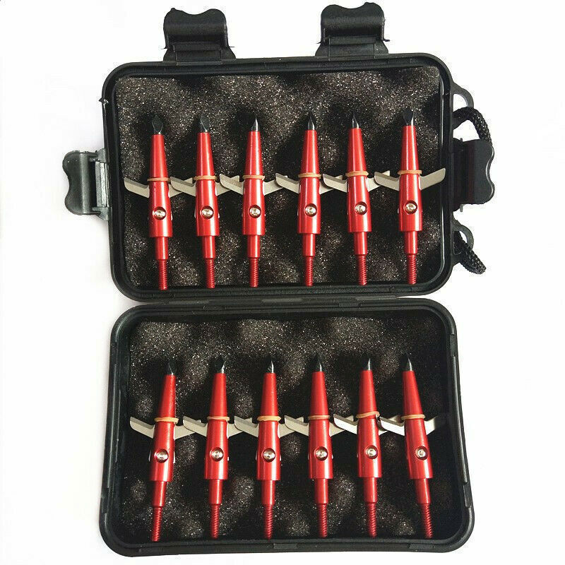 12Pc 100Gr Hunting Broadheads Hunter Mania Sharp Blade Compound Bow Crossbow Tip