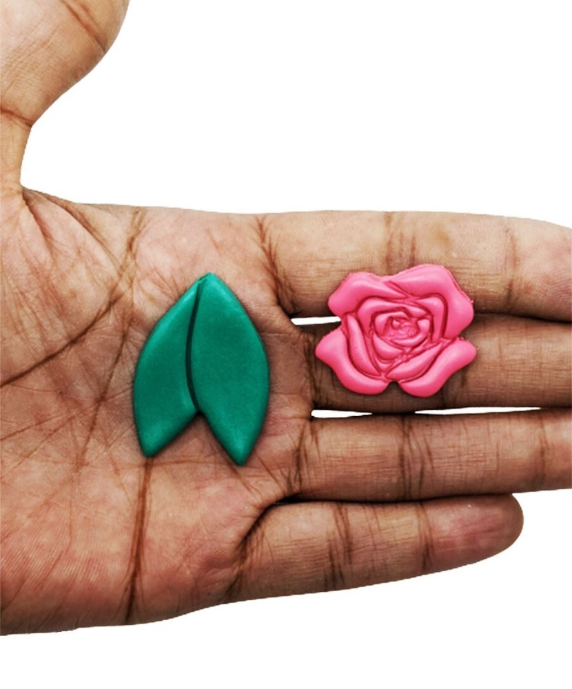 Rose and Leaf, Unique Polymer Clay Earring Cutter Set