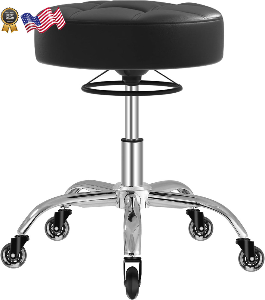 Rolling Stool Heavy Duty 400Lb Super Soft Seat Cushion Height Adjustability
